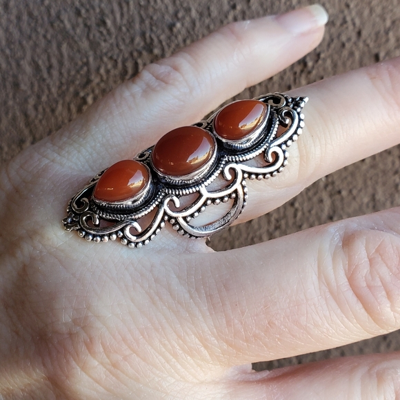 New Amazing Carnelian 925 Silver Statement Ring. - Picture 14 of 16